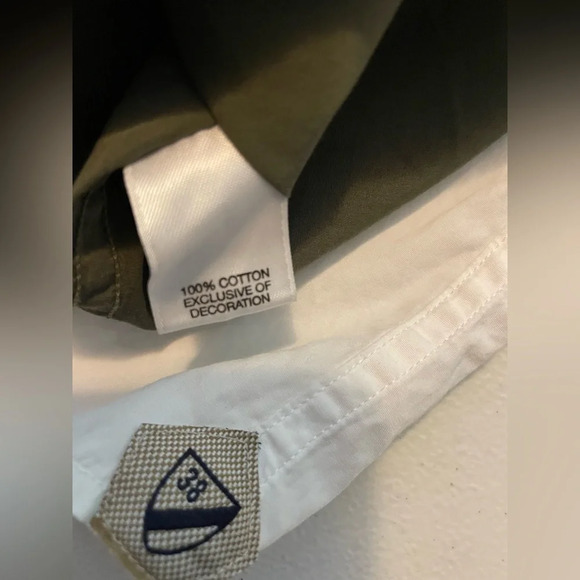 CHEMIEUX XXL NWT 100% cotton shirt. Olive w/pearl button down front, 2 pockets - Picture 8 of 8